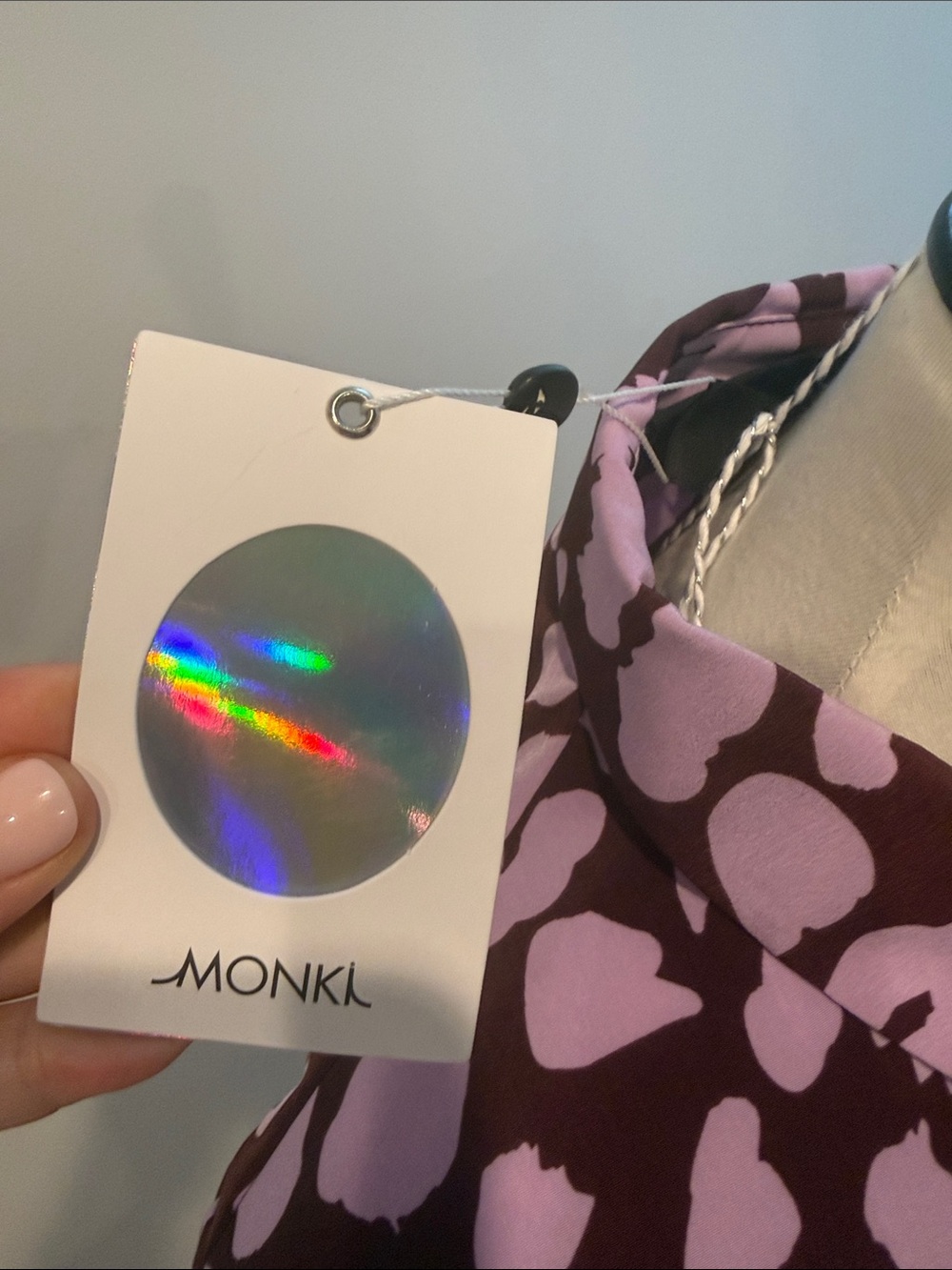Monki Purple and Lilac Printed Button-Down Blouse - Picture 5 of 5